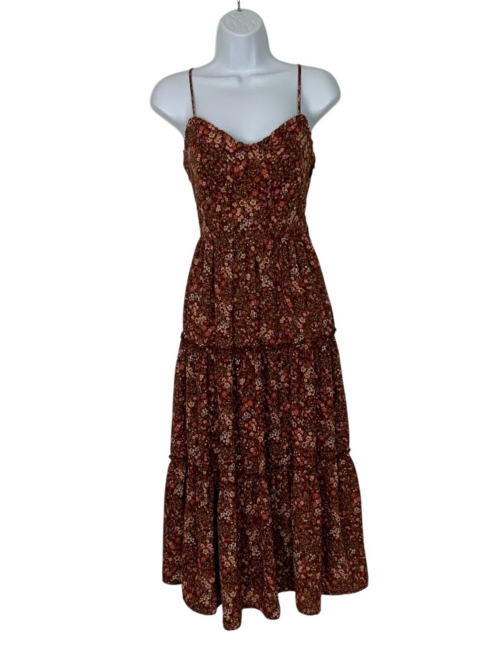 Trixxi Floral Dress XS Juniors Corset Lace Up Back Midi